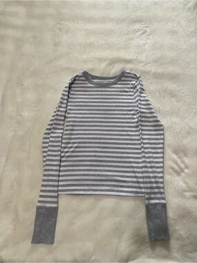 SO Gray & White Striped Crew Neck Tee